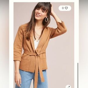Anthropologie Moth Rizzo belted camel cardigan size small great condition
